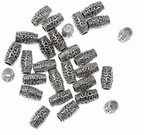 img 4 attached to ⛩ DIY Jewelry Making: Antique Silver Tone Buddhism Tube Beads with Embossed Charm Pendant - 60pcs Long Spacer Bead