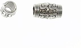 img 1 attached to ⛩ DIY Jewelry Making: Antique Silver Tone Buddhism Tube Beads with Embossed Charm Pendant - 60pcs Long Spacer Bead