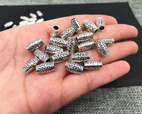 img 2 attached to ⛩ DIY Jewelry Making: Antique Silver Tone Buddhism Tube Beads with Embossed Charm Pendant - 60pcs Long Spacer Bead