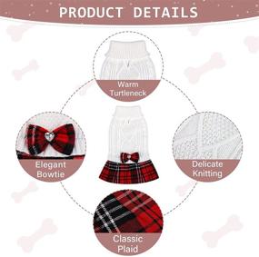 img 2 attached to 🐱 Stylish and Cozy: Pedgot Dog Sweater Dress with Bowtie, Turtleneck, and Plaid Design – Perfect for Dogs and Cats