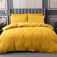 🛏️ yellow queen size duvet cover set - soft microfiber bedding with zipper closure & corner ties - 3 piece comforter cover set - 90x90 inches logo