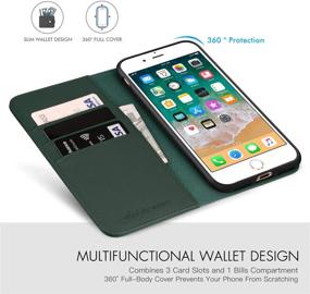 img 2 attached to 📱 SHIELDON iPhone 8 Plus Case - Genuine Leather Wallet Flip Cover with Card Slots, Kickstand, and Magnetic Closure - Midnight Green (Compatible with iPhone 7 Plus)