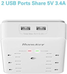 img 2 attached to 🔌 Huntkey SMD607A: Powerful 6 AC Outlets Surge Protector with 2 USB Charging Ports, 3.4 Amp