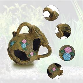 img 2 attached to 🐠 Resin Artificial Tattered Wine Bottle Aquarium Ornament for Fish Tank - Ideal Breeding Cave Hideout Play Rest Cave Jar for Shrimp, Hermit Crab, and Fish Tank Decor