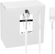 🍴 wellife 144 pack silver plastic cutlery set, disposable silver flatware perfect for parties and weddings logo