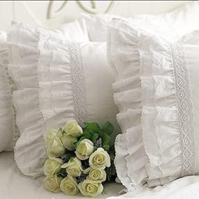 img 1 attached to 🌸 One Piece Vintage White Embroidery Lace Ruffle Pillowcase 1122 - Standard Size 20x30