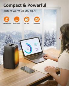 img 3 attached to 🔥 Shinic Indoor Portable Space Heaters - 1500W Electric Heater for Bedroom and Office, Ceramic Space Heater with Thermostat, Tip-Over and Overheat Protection, 1s Fast Heat, 1500W/750W/Fan