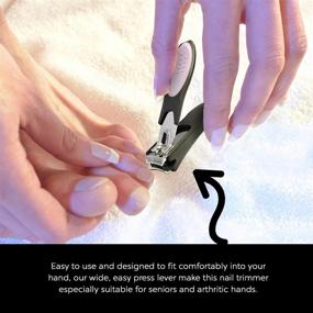 img 2 attached to 💅 Comfort Grip Nail Clipper with Catcher - Chrome Plated Toenail Clippers | Sharp, Sturdy & Stainless Steel for Men and Women