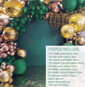 img 3 attached to 🎈 Dark Green and Metallic Gold Balloon Arch Garland Kit - 155Pcs for Birthday, Gender Reveal, Baby Shower, Wedding, Graduation, Christmas, and Holiday Party Decoration