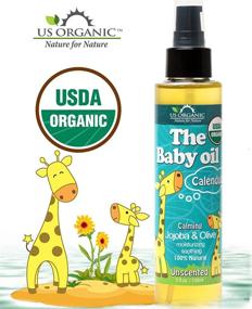 img 2 attached to 👶 US Organic Baby Oil with Calendula, Jojoba, and Olive Oil - Vitamin E Enriched, USDA Certified Organic, Gentle & Fragrance-Free, 5 fl. Oz