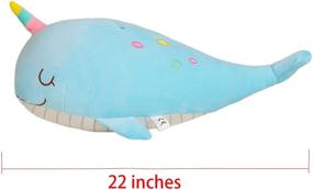 img 2 attached to 🐋 Krisphily Soft Plush Toy Whale Pillow - Stuffed Marine Animal Narwhal Cetacean Pillow in Blue (22 inch)