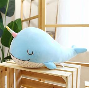 img 1 attached to 🐋 Krisphily Soft Plush Toy Whale Pillow - Stuffed Marine Animal Narwhal Cetacean Pillow in Blue (22 inch)