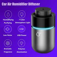 car air humidifier diffuser - essential oil aromatherapy, low-noise, polymer atomization, 7-color 🚗 led, smart auto control, sleek design - portable for car, office, and home (black) logo