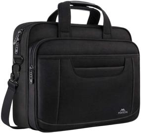 img 4 attached to 👜 15.6 Inch Laptop Bag: Stylish and Durable Office Briefcase for Men and Women - Water Resistant Shoulder Messenger Bag for Notebook Computer MacBook Acer HP Dell, Black