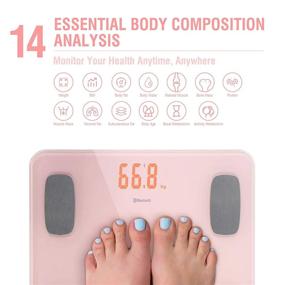 img 3 attached to Himaly Smart BMI Scale Digital Bathroom Wireless Weight Scale with 📱 Body Composition Analysis, Smartphone App Sync via Bluetooth, 180KG/400 lbs - Pink