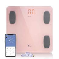 himaly smart bmi scale digital bathroom wireless weight scale with 📱 body composition analysis, smartphone app sync via bluetooth, 180kg/400 lbs - pink logo