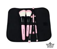 🎒 pueen 5 piece pink synthetic hair travel makeup brush set: ideal brushes in travel bag - includes 8 different brushes-bh000008 logo