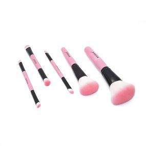 img 2 attached to 🎒 PUEEN 5 Piece Pink Synthetic Hair Travel Makeup Brush Set: Ideal Brushes in Travel Bag - Includes 8 Different Brushes-BH000008