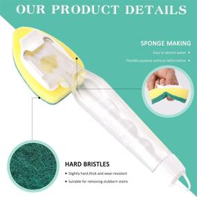 img 2 attached to 🧽 Durable Dish Wand Sponge Brush - 1 Dish Wand with 7 Replacement Sponge Heads, Non-Scratch Kitchen Scrub Brush for Dish and Sink Cleaning, Handle with Green Sponges