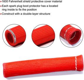 img 2 attached to 🔥 8 Pack of 6 inch Heat Shielded Spark Plug Wire Boots - Titanium (Red) - Ultimate Thermal Protection for Car and Truck Spark Plugs