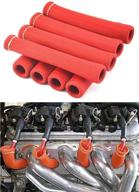 🔥 8 pack of 6 inch heat shielded spark plug wire boots - titanium (red) - ultimate thermal protection for car and truck spark plugs logo