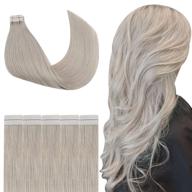 💇 blonde gray tape-in hair extensions - 18 inch human hair tape ins - 10pcs 25g real human hair extensions logo