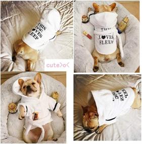 img 2 attached to 🐾 Thickened Luxury Cotton Pet Pajama with Hood, Quick-Drying & Super Absorbent Dog Bath Towel, Soft Pet Nightwear for Small Dogs, Cats - White