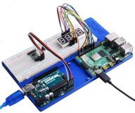 🔵 держатель geeekpi raspberry pi 4b abs для платы контактов 5 в 1 для raspberry pi 4 model b, 3b +, 3b, 2b, b +, zero, zero w, arduino uno и arduino mega 2560 (синий) логотип