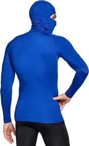 img 3 attached to TSLA Men's Long Sleeve Workout Shirts Hoodie with Mask: Cool, Dry Fit UPF 50+ Sports Compression