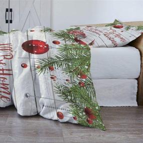 img 1 attached to 🎄 California King 3 Piece Bedding Set: Christmas Red Vintage Truck Carrying Xmas Trees Comforter/Quilt Cover Set with 2 Pillow Shams - I'll Be Home Theme for Kids, Teens, Adults, and Toddlers