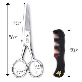 img 2 attached to Premium Beard and Mustache Scissors with Comb - Achieve Precision Facial Hair Trimming with Durable Stainless Steel Blades