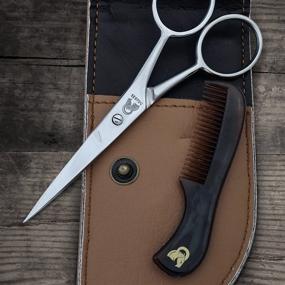 img 1 attached to Premium Beard and Mustache Scissors with Comb - Achieve Precision Facial Hair Trimming with Durable Stainless Steel Blades