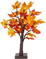 maple tree tabletop lighted decoration with 24 leds - battery operated, perfect for thanksgiving, fall, and autumn decor - maple leaves and acorn - ideal for indoor home bedroom логотип