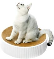 🐱 duoita cat kitty scratcher: double-sided cardboard round scratching pad & lounge bed with plastic shell - 2-in-1 durable design logo