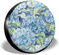 kiuloam hydrangea watercolor spare tire cover polyester universal sunscreen waterproof wheel covers for jeep trailer rv suv truck and many vehicles (14&#34 logo