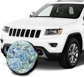 img 1 attached to KiuLoam Hydrangea Watercolor Spare Tire Cover Polyester Universal Sunscreen Waterproof Wheel Covers For Jeep Trailer Rv SUV Truck And Many Vehicles (14&#34