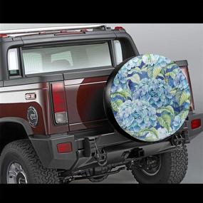 img 3 attached to KiuLoam Hydrangea Watercolor Spare Tire Cover Polyester Universal Sunscreen Waterproof Wheel Covers For Jeep Trailer Rv SUV Truck And Many Vehicles (14&#34