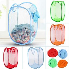 img 3 attached to 🧺 Qtopun Mesh Popup Laundry Hamper 2-Pack - Portable Foldable Dirty Clothes Basket for Bedroom, Kids Room, College Dormitory, and Travel - Green and Orange