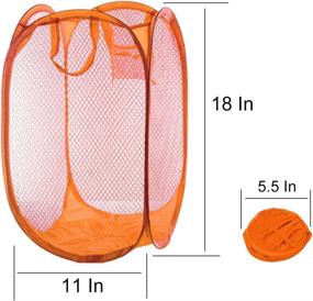 img 2 attached to 🧺 Qtopun Mesh Popup Laundry Hamper 2-Pack - Portable Foldable Dirty Clothes Basket for Bedroom, Kids Room, College Dormitory, and Travel - Green and Orange