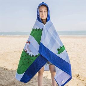 img 1 attached to 🏖️ Copinkco Hooded Beach Towel for Kids - 30 X 50 Inches Large Bath Towel Blanket for Travel, Swimming, Camping, and Picnic - Seagull Alligator Design