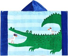 img 4 attached to 🏖️ Copinkco Hooded Beach Towel for Kids - 30 X 50 Inches Large Bath Towel Blanket for Travel, Swimming, Camping, and Picnic - Seagull Alligator Design