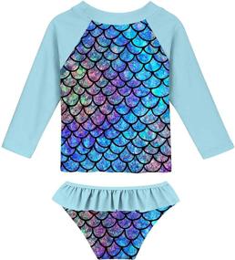 img 3 attached to 👙 FunnyCoKid Girls' Rash Guard Swimwear Set - Long Sleeve Two-Piece Bathing Suit with UPF 50+ UV Protection for Ages 2-8 Years