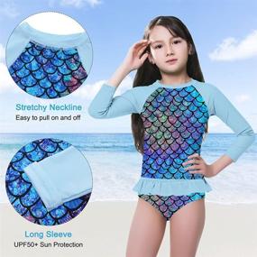 img 2 attached to 👙 FunnyCoKid Girls' Rash Guard Swimwear Set - Long Sleeve Two-Piece Bathing Suit with UPF 50+ UV Protection for Ages 2-8 Years