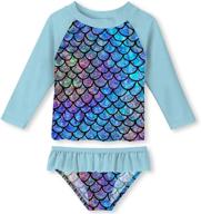 👙 funnycokid girls' rash guard swimwear set - long sleeve two-piece bathing suit with upf 50+ uv protection for ages 2-8 years logo