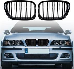 img 3 attached to Anzio Gloss Black Double Slat Line Front Kidney Grill Front Grille for BMW 5 Series E39 520 523 525 528 530 535 540 M5 97-03