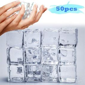 img 2 attached to 🧊 Set of 50 Clear Acrylic Fake Ice Cubes - 20MM Reusable Plastic Imitation Ice Cubes for Photography Props, Home Decor, Wedding Centerpieces, and Vase Fillers