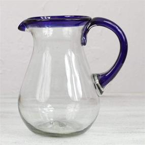 img 1 attached to 🍶 Hand Blown Mexican Glass Pitcher - NOVICA Artisan Crafted Blue Accent Clear Glass, 82 Oz, Blue Grace