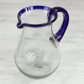 img 2 attached to 🍶 Hand Blown Mexican Glass Pitcher - NOVICA Artisan Crafted Blue Accent Clear Glass, 82 Oz, Blue Grace