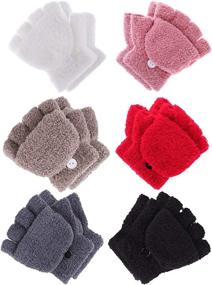 img 4 attached to 🧤 Convertible Fingerless Gloves Mittens for Girls' Accessories - Perfect Pairing!