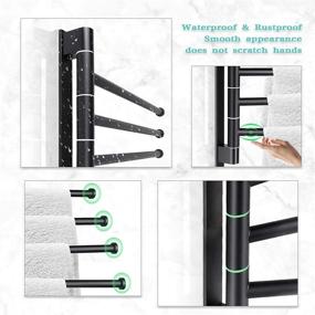 img 2 attached to Bathroom Swing Towel Rack 4 Arm Swivel Towel Rail Wall Mounted Hand Towel Bar, SUS304 Stainless Steel Towel Holder Accessories with Towel Hook for Bathroom and Kitchen - Black